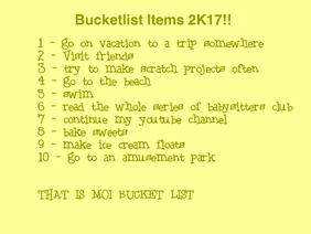 Bucketlist Items 2017!