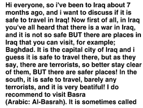 Is it safe to travel to Iraq?