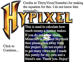 Minion Calculator(Hypixel Skyblock)