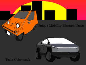 Tesla cybertruck and Unique Mobility Electrek Uncar